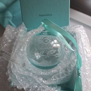 Tiffany & Co 2018 Limited Edition Holly & Berries Glass Ornament, New & Unused